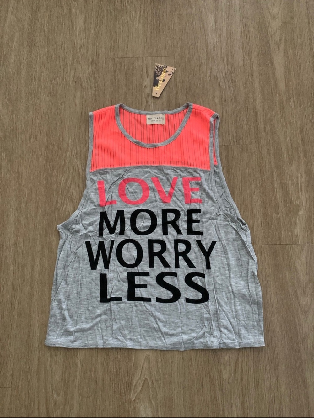 The Classic Tank Top - Gray with Neon Pink Yoke